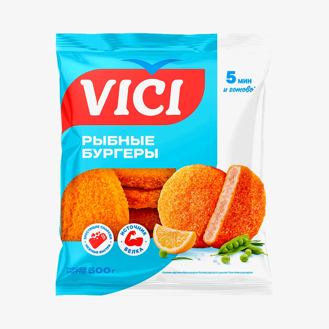 Рыбные бургеры Vici Любо есть в панировке, 500 г