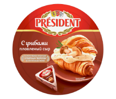 Сыр плавленый President С грибами 45% 140 г