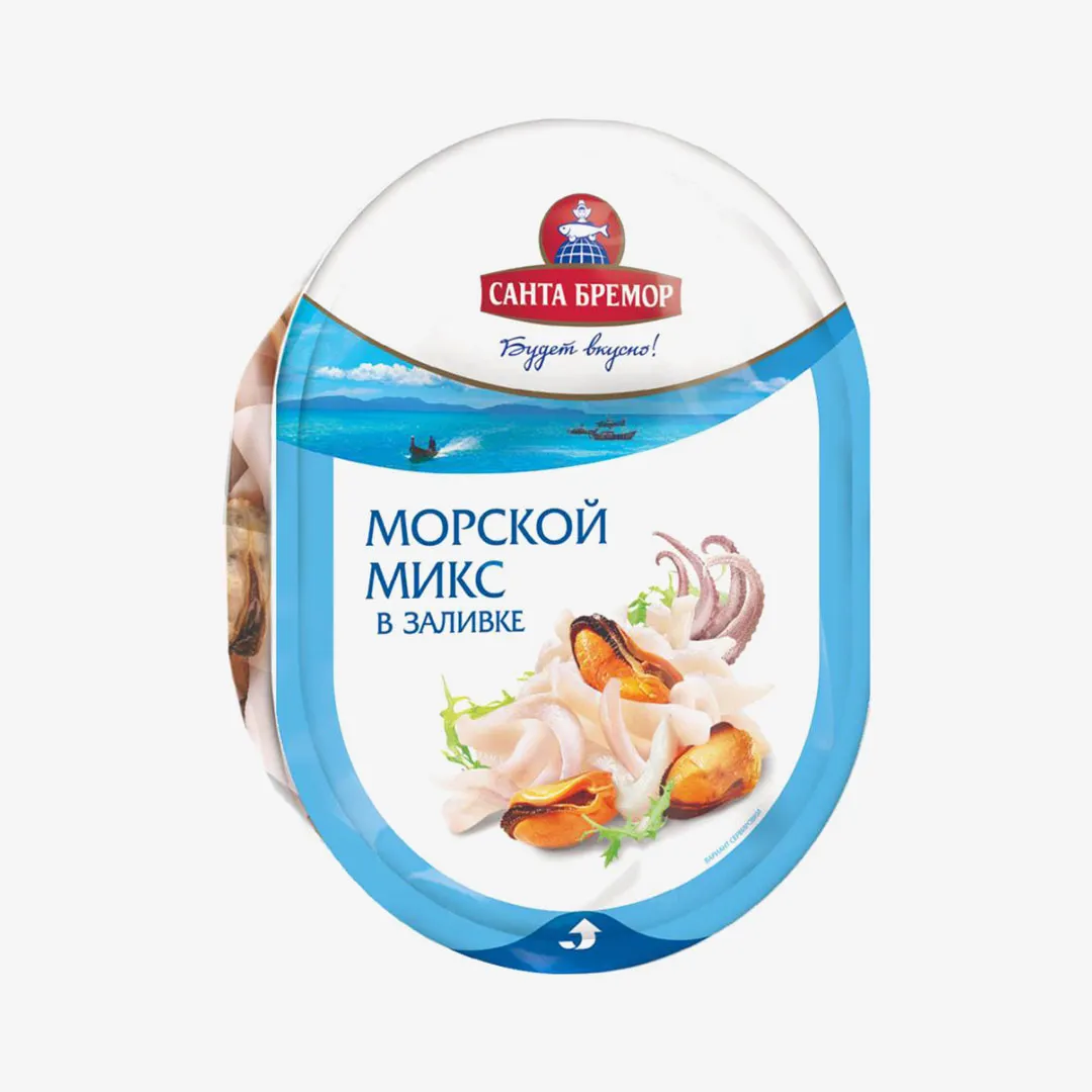 Коктейль Санта Бремор Морской микс из морепродуктов в заливке 180 г