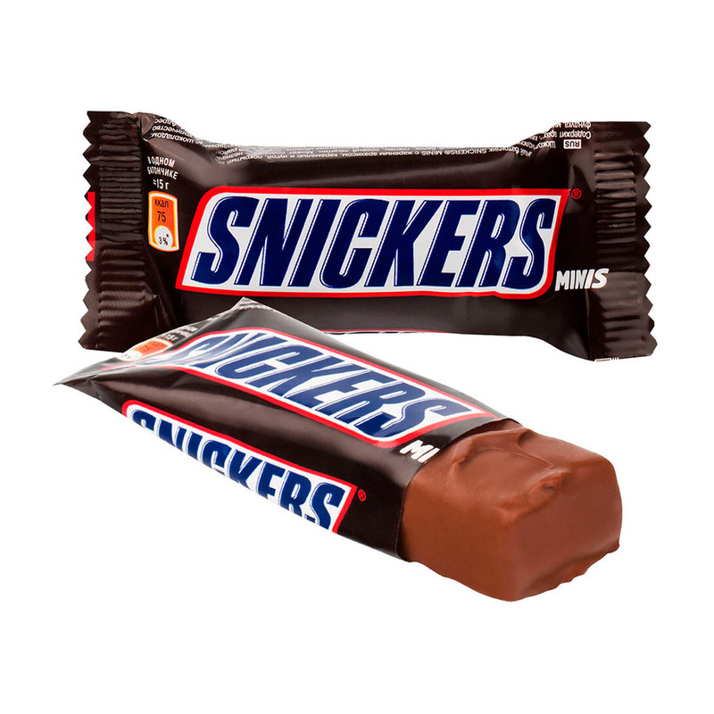 Батончик Snickers Шоколадный minis c жареным арахисом карамелью и нугой покрытый молочным шоколадом, 1 кг