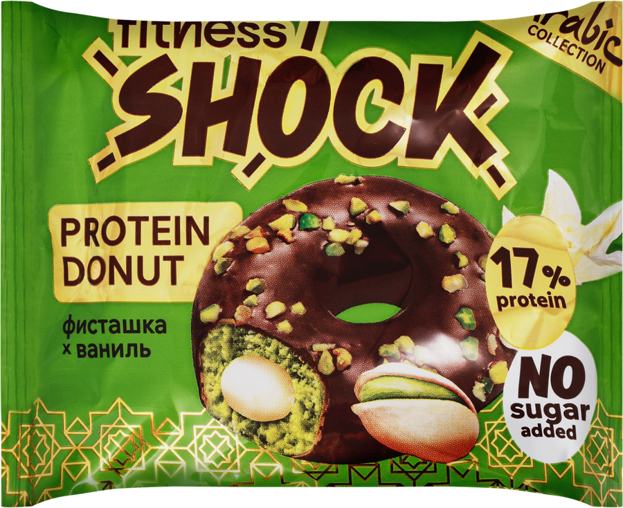 Fitnes Shock пончик Protein Donut фисташка, ваниль 1 шт