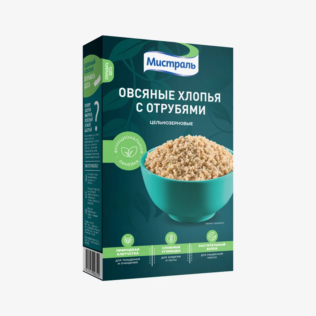 Хлопья Мистраль овсяные с отрубями 400 г