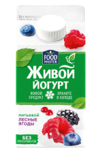 Живой Питьевой йогурт со вкусом лесных ягод 2% FoodMaster 450 мл