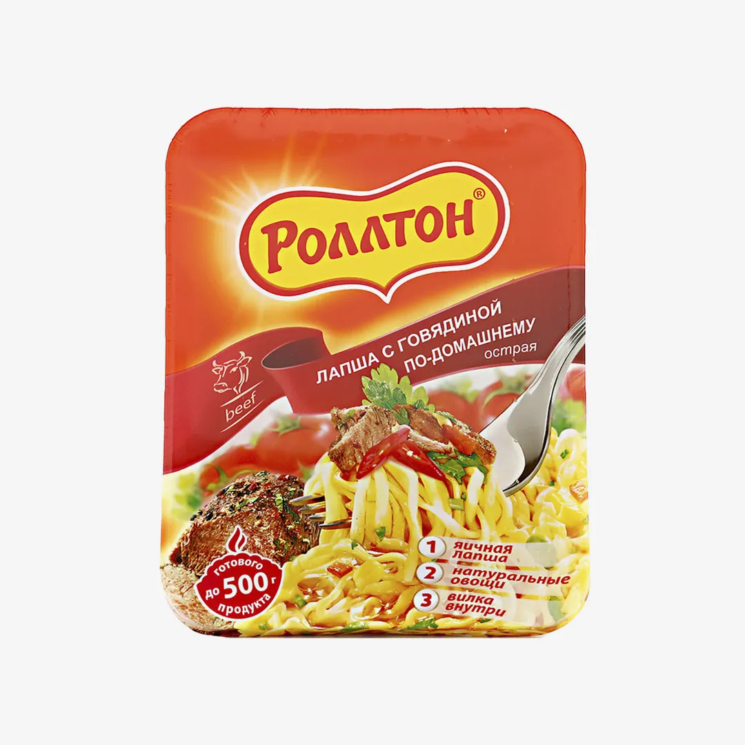 Лапша Rollton с острой говядиной по-домашнему лоток 90 г