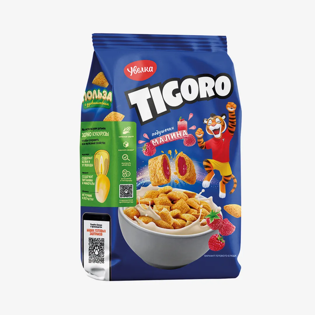 Подушечки Увелка Tigoro с малиновым вкусом, 400 г