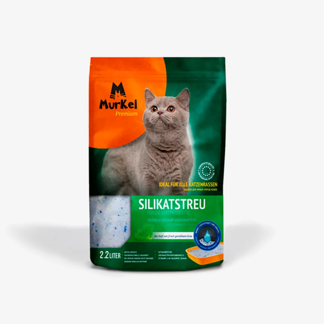 Силикагелевый наполнитель Murkel для кошачьего туалета ( свежескошенной травы) 4 литра 1,8 кг