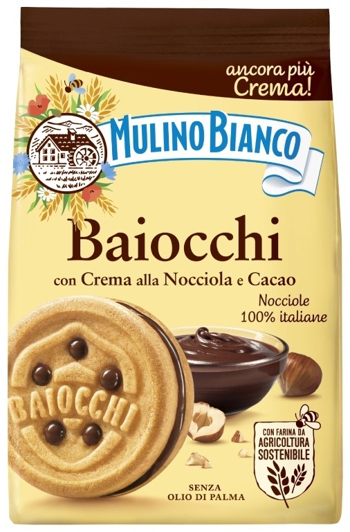 Печенье Mulino Bianco Baiocchi c какао-ореховым кремом 260 г