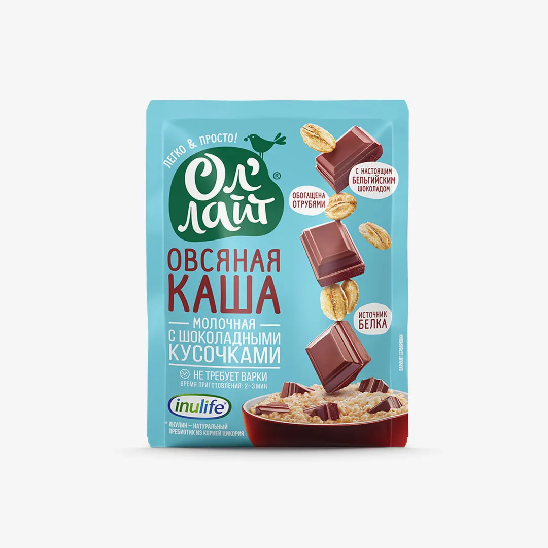 Каша Ол Лайт овсяная молочная с шоколадными кусочками 40 г