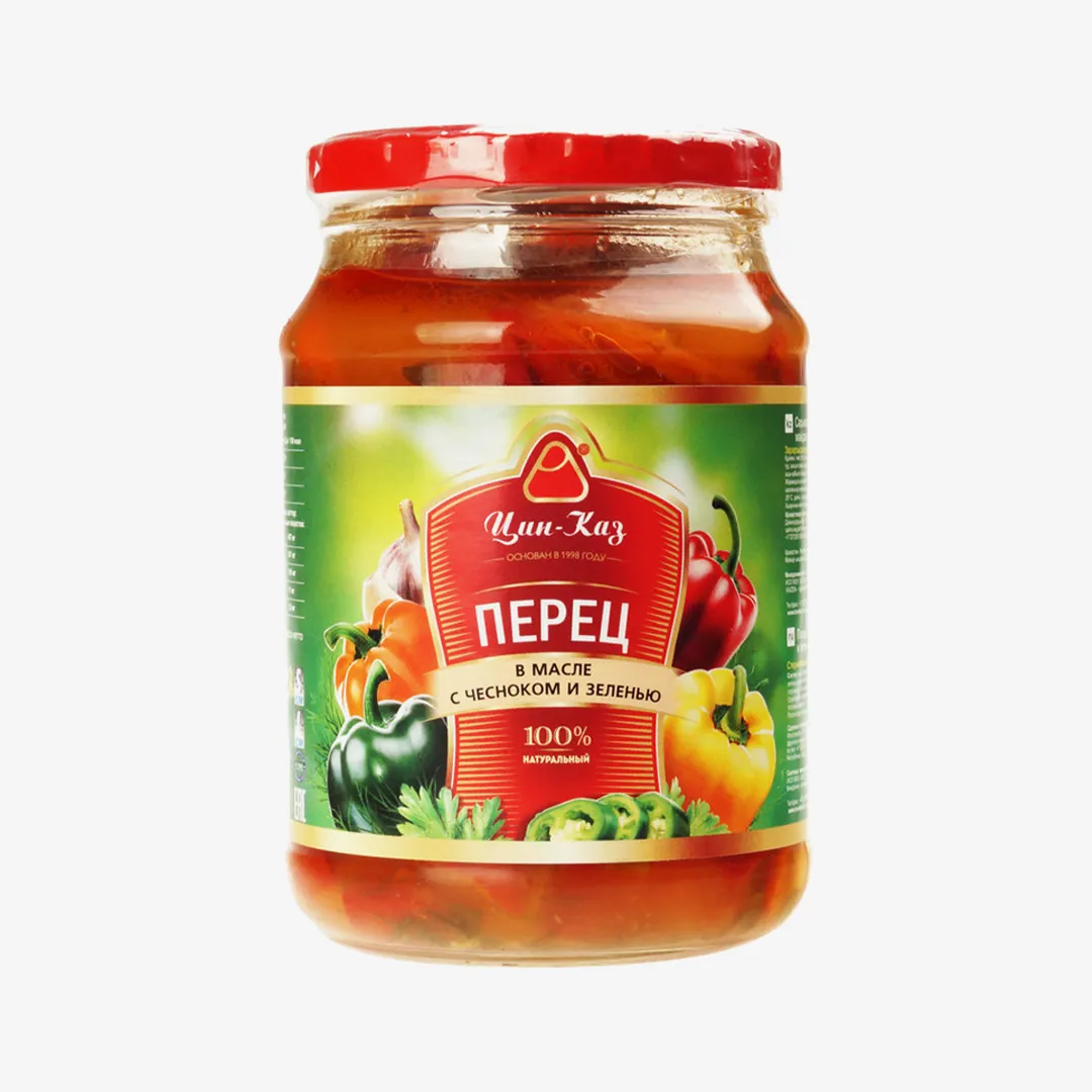 Перец Цин-Каз в масле с чесноком и зеленью, 680 г