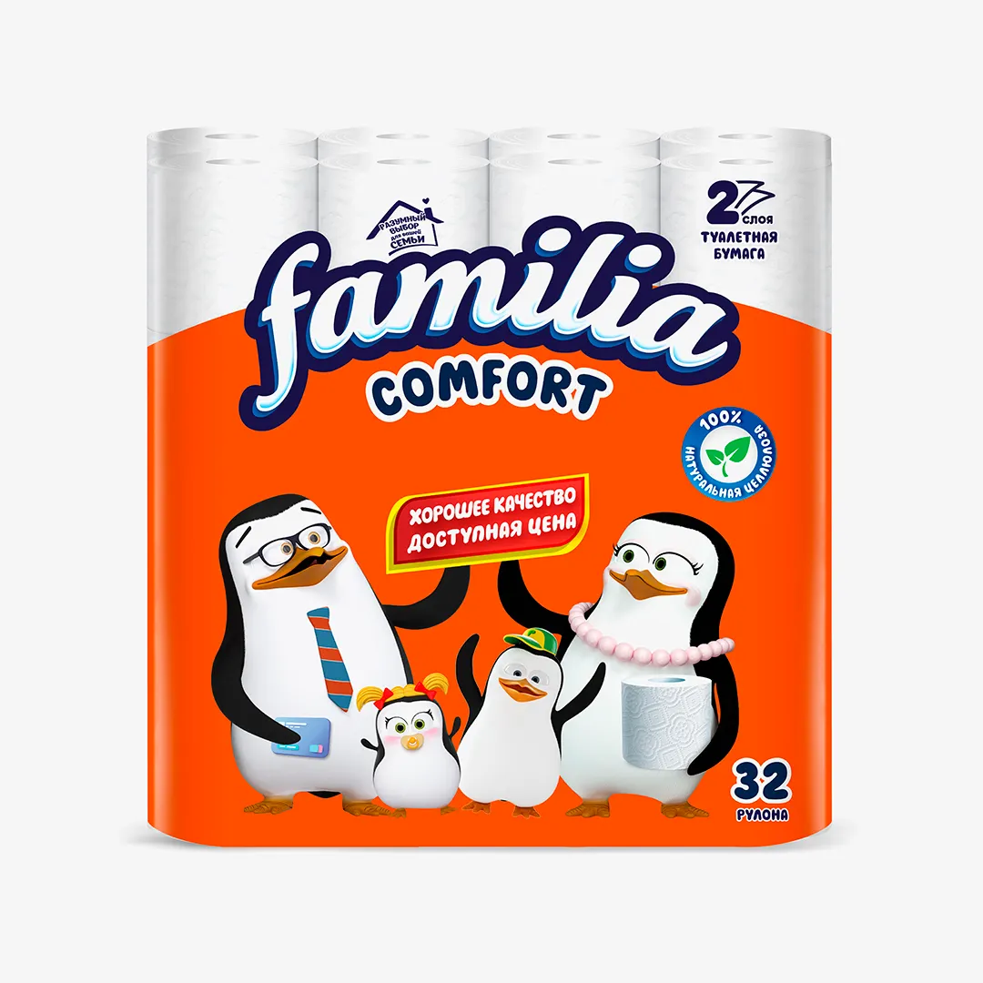 Туалетная бумага Familia Comfort 2 слойная, 32 шт