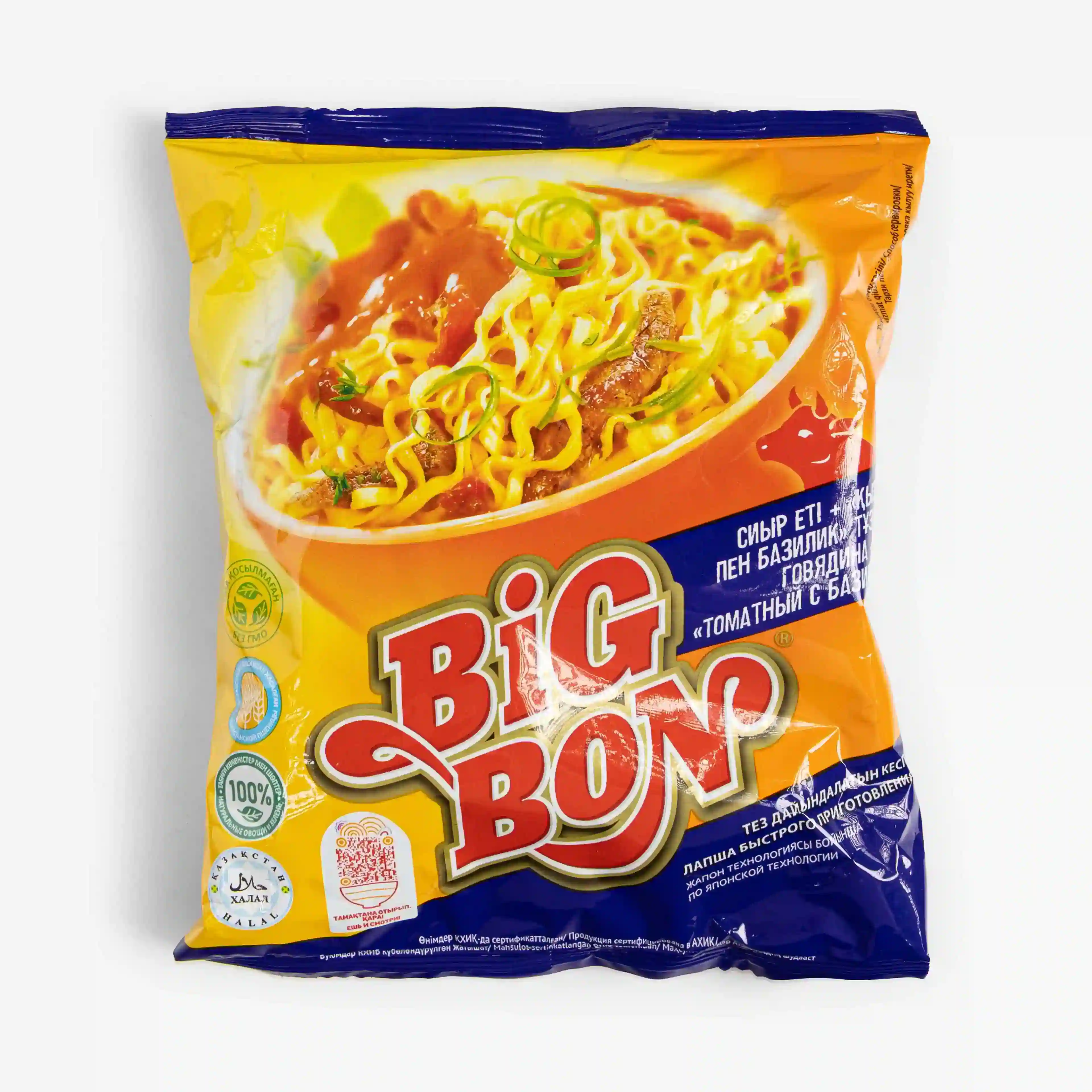 Лапша Big Bon говядина и томатный соус с базиликом 75 г