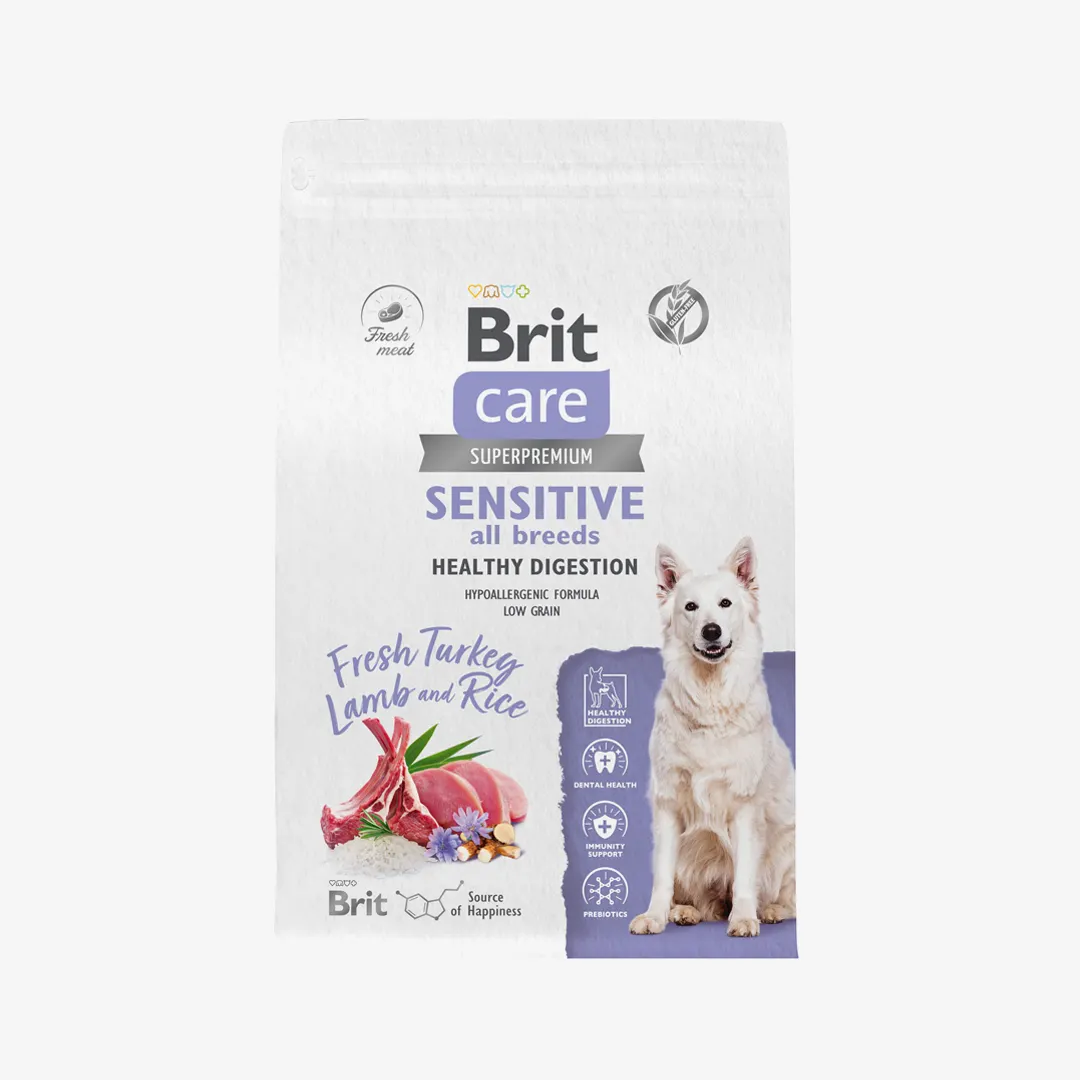 Сухой корм Brit Care с индейкой и ягненком Dog Adult Sensitive Healthy Digestion 3 кг