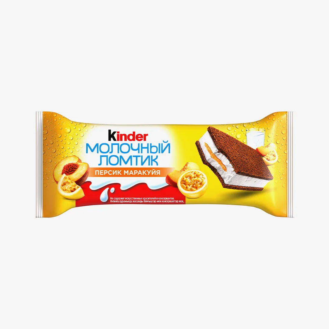 KINDER бисквит молочный ломтик персик-маракуйя 28 г