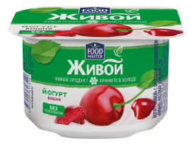 Живой Вязкий йогурт Вишня 1,5% FoodMaster 110 мл 