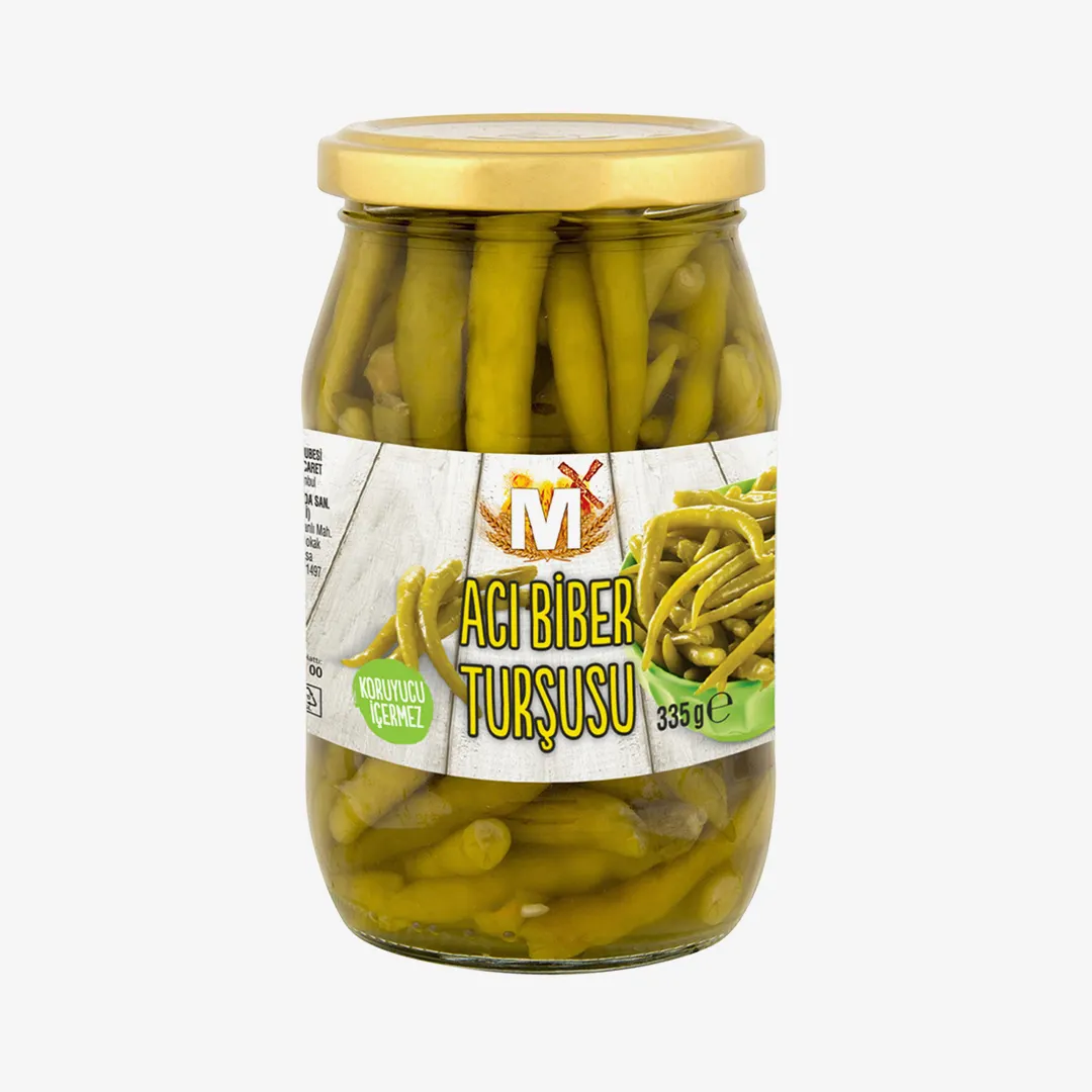 Перцы Mi̇gros маринованные острые зеленые, 335 г