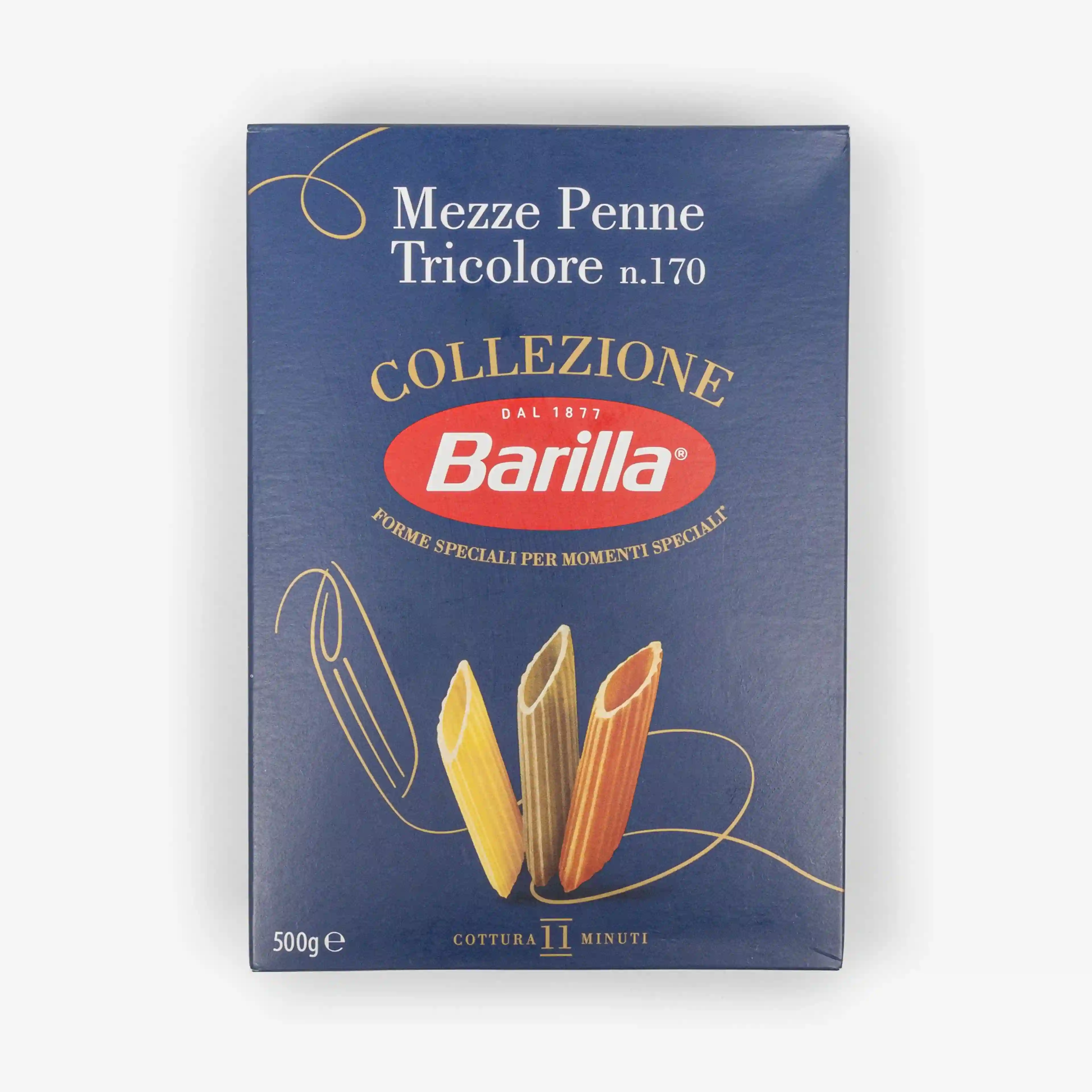 Паста Barilla Mezze penne трёхцветные 500 г