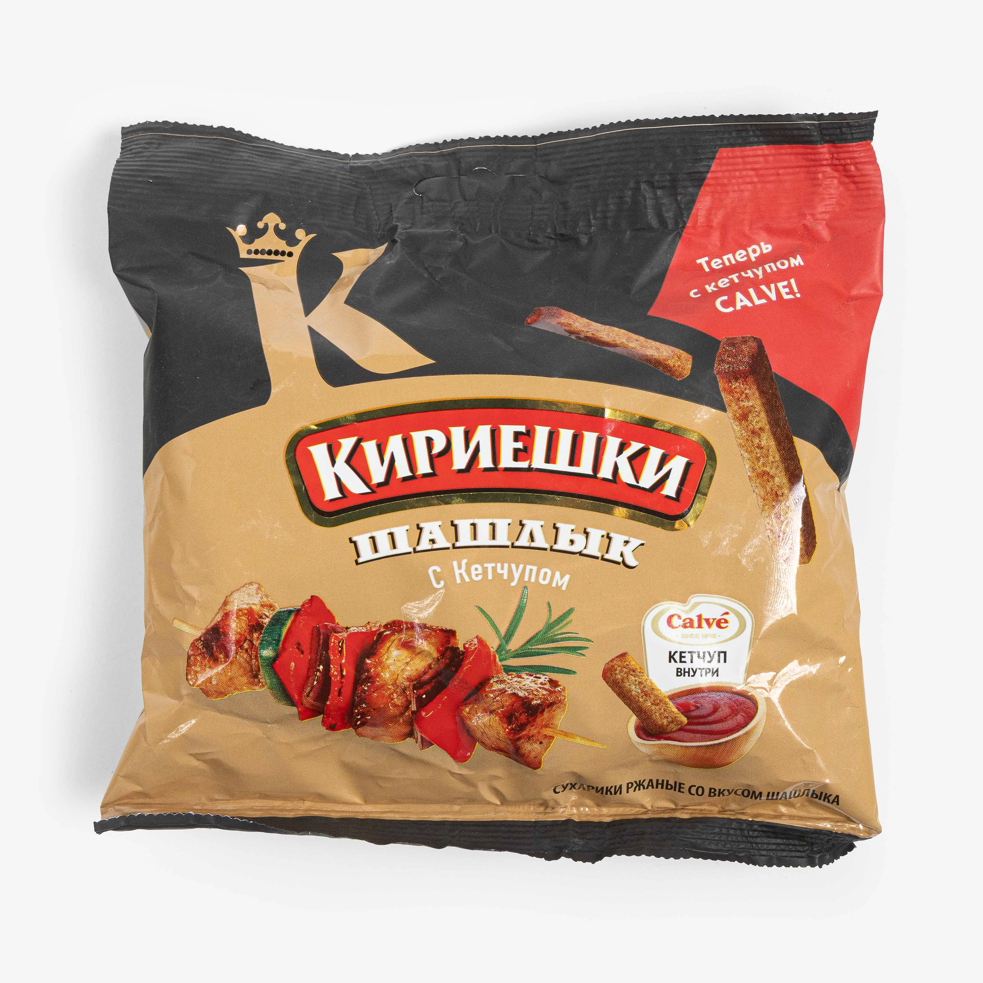 Сухарики ржаные Кириешки cо вкусом шашлыка, 60 г + кетчуп 25 мл