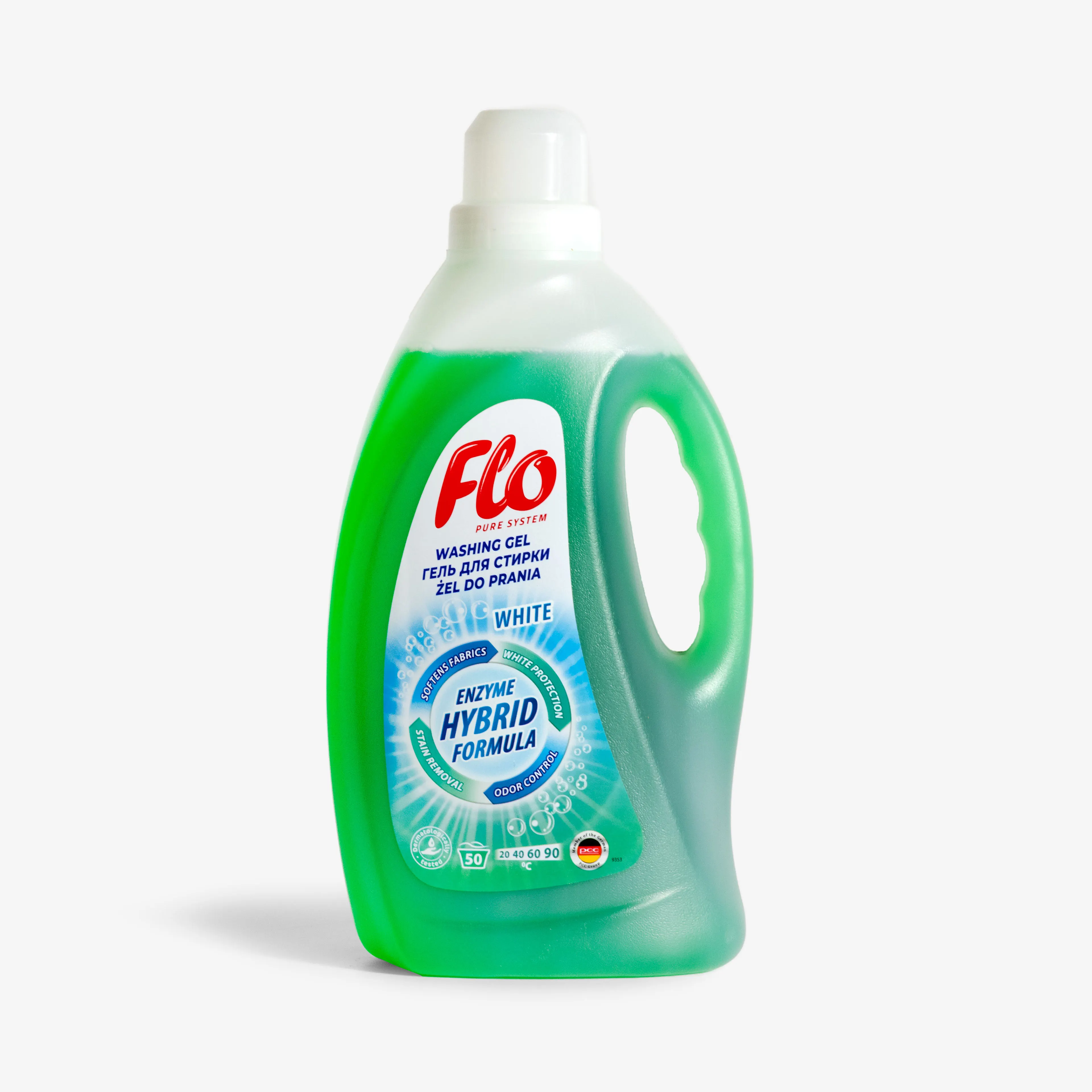 Гель Flo для стирки белого белья hybrid formula white, 2 л