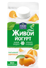 Живой Питьевой йогурт со вкусом абрикоса 2% FoodMaster  450 мл