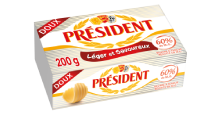 Масло кислосливочное несолёное President с пониженной жирностью 60% 200 г
