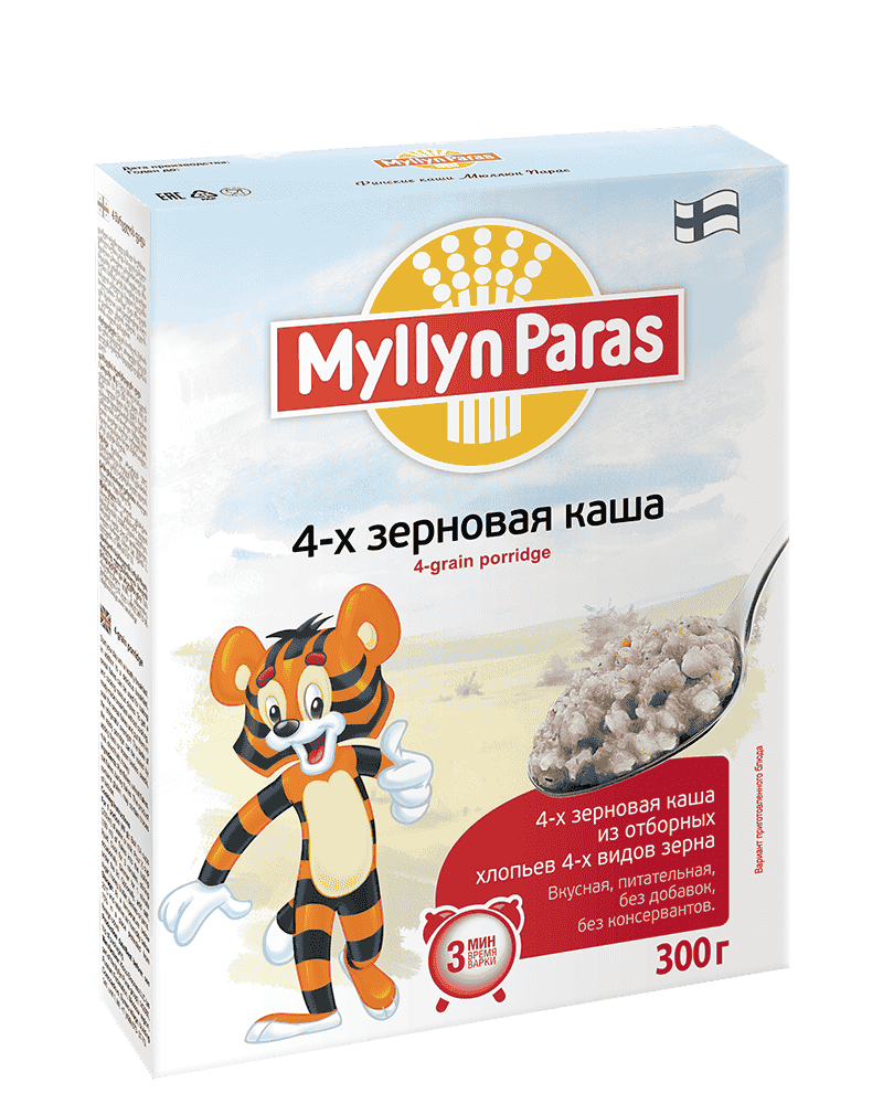 Каша Myllyn Paras Тигренок 4-х зерновая быстрого приготовления, 300 г