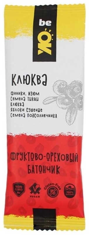 Bio Elite батончик фруктово- ореховый Ве Ок клюква 1 шт