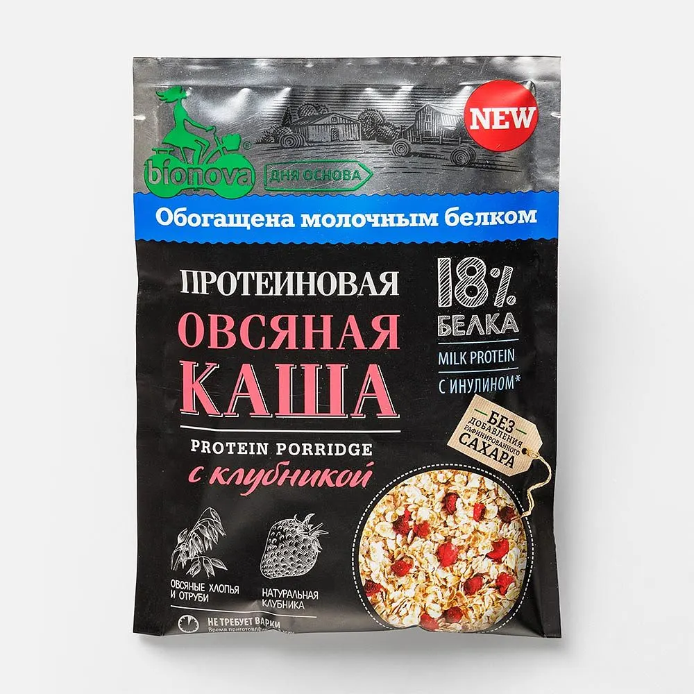 Каша Bionova овсяная с клубникой протеиновая 40 г