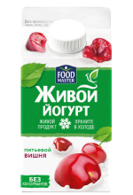 Живой Питьевой йогурт со вкусом вишни 2% FoodMaster 450 мл