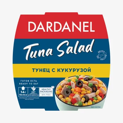 Салат Dardanel с тунцом и кукурузой в подсолнечном масле 160 г