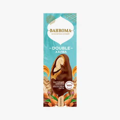 Мороженое Bahroma Double халва эскимо сливочное с арахисовой пастой в глазури, 75 г