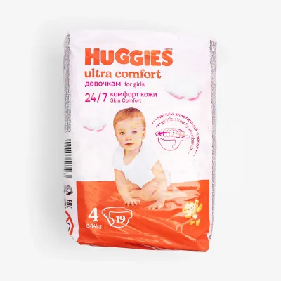 Подгузники Huggies Ultra Comfort для девочек 4 (8-14 кг) 19 шт