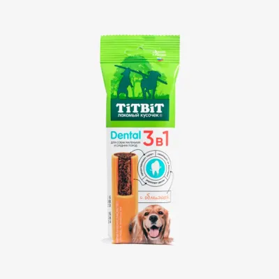 Дентал Titbit 3в1 с облепихой для собак мелких и средних пород, 110 г