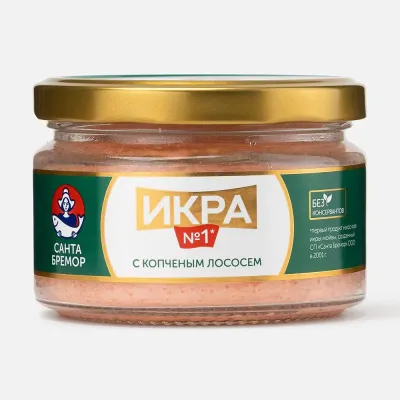 Икра Санта Бремор мойвы деликатесная с копченым лососем 180 г