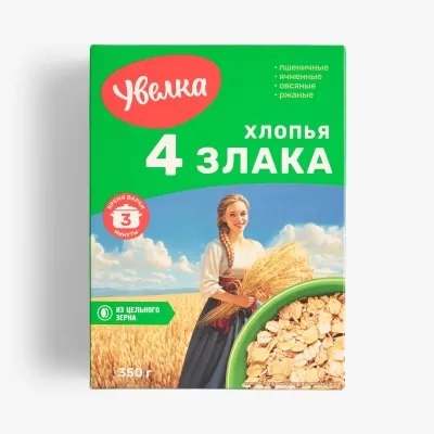 Хлопья Увелка 4 злака, 350 г