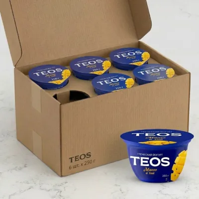 Греческий Йогурт "TEOS" Манго и чиа, 2%, 250гр, коробка 6шт.