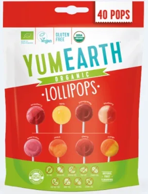 Конфеты леденцы Yum Earth органические фруктовые 40 шт