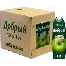Сок Добрый 1л Яблоко, в упаковке по 12шт
