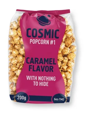 Попкорн Cosmic Popcorn #1 Caramel Flavor со вкусом карамели, без ГМО, 200 г