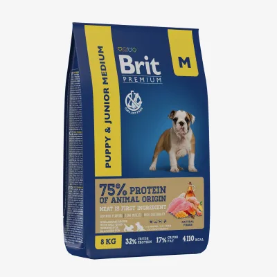 Сухой корм Brit Dog Puppy and Junior Medium с курицей для щенков, 8 кг