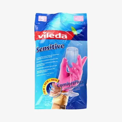 Перчатки Vileda sensitive для деликатных работ, латекс (размер M) 1пара