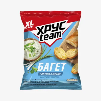Сухарики ХрусTeam Baget сметана и зелень, 100 г