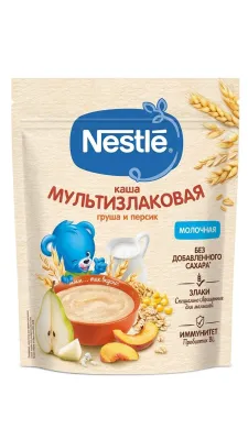 Каша молочная Nestlé мультизлаковая с грушей и персиком, с 6 месяцев, 200 г