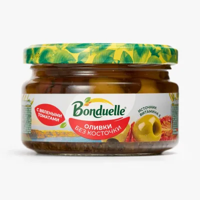 Оливки Bonduelle без косточки с вялеными томатами, 250 мл
