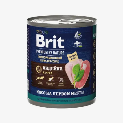 Консервы Brit с индейкой и уткой для взрослых собак всех пород, 850 г