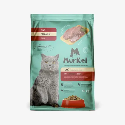 Корм Murkel сухой для кошек говядина, 18 кг