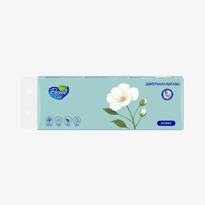 Бумага Flovell care туалетная, 6-слойная, без втулки, 10 рулонов