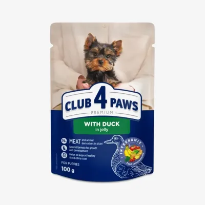 Корм Club4Paws влажный с уткой в желе для взрослых собак миниатюрных и малых пород, 100 г