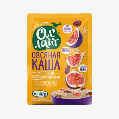 Каша Ол Лайт молочная овсяная с изюмом и инжиром 40 г