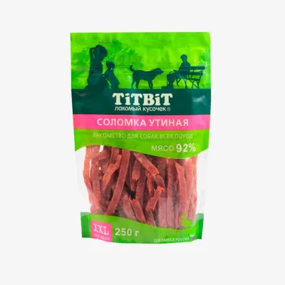 Лакомство Titbit Соломка утиная для собак всех пород 250 г