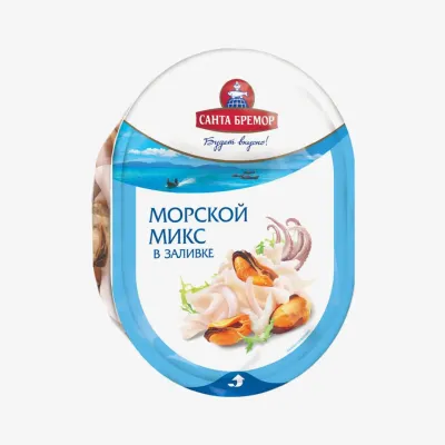 Коктейль Санта Бремор Морской микс из морепродуктов в заливке 180 г
